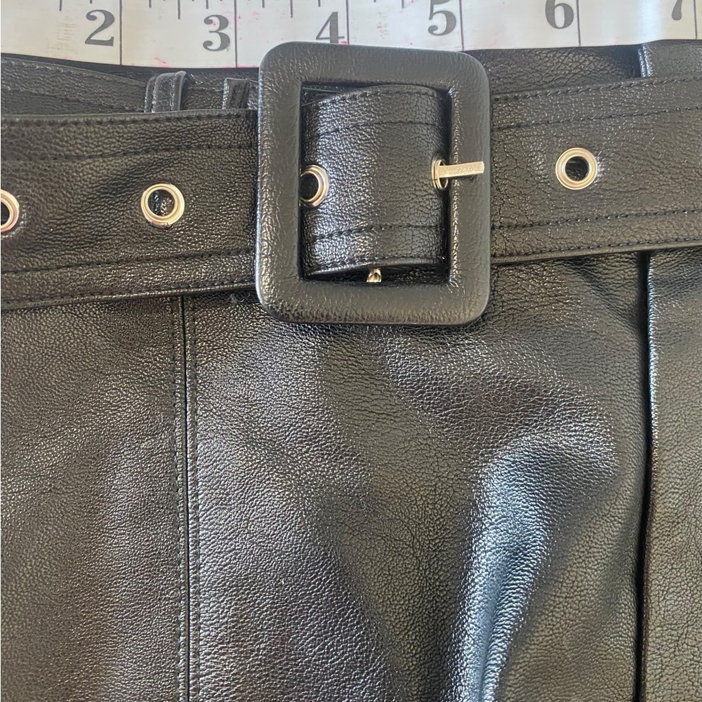 Le Lis High Waist Black Leather Shorts - Picture 5 of 7